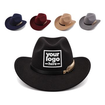 Cowboy Hat With A Metal Feather Accent