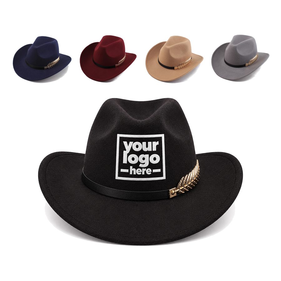 Cowboy Hat With A Metal Feather Accent