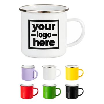 Enamel-Coated Camping Mug With Rolled Rim