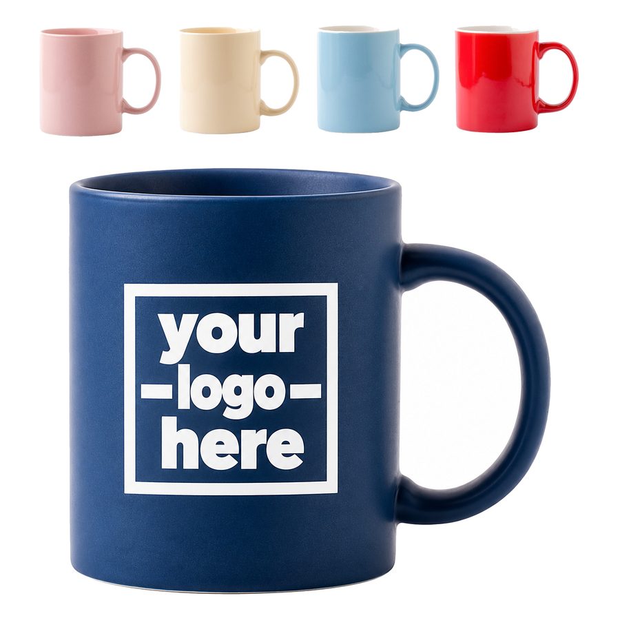 Eleven-Ounce Coffee Mug With C-Shaped Handle
