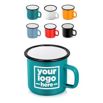Cylindrical Enamel-Coated Iron Mug