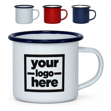 Enamel-Coated Steel Mug With A Wide Loop Handle
