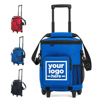 Wheeled Oxford Fabric Cooler Bag With A Telescoping Handle