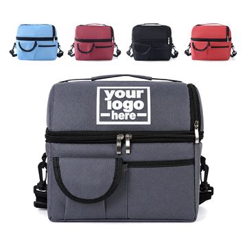 Woven Lunch Bag With Two Front Slip Pockets