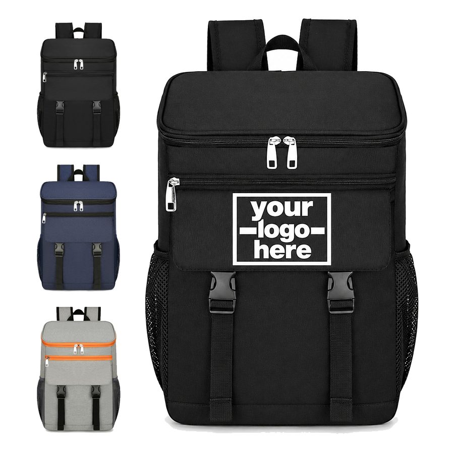 Woven Cooler Backpack With Front Buckle Straps