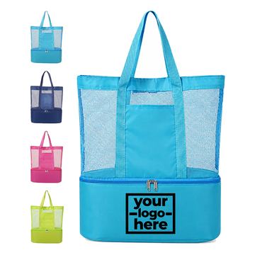 Mesh Tote With A Separate Bottom Cooler
