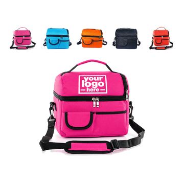 Two-Compartment Polyester Lunch Cooler With A Padded Shoulder Strap