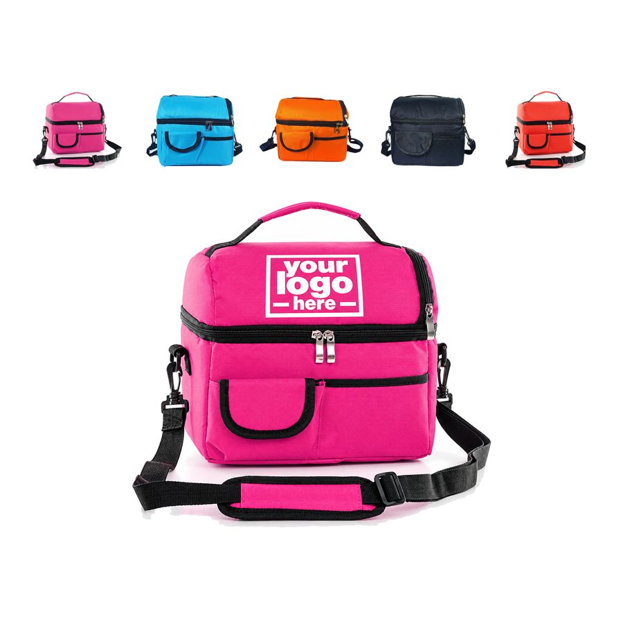 Two-Compartment Polyester Lunch Cooler With A Padded Shoulder Strap