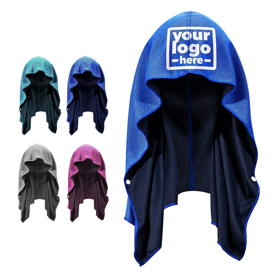 Cooling Towel With A Center-Seamed Hood