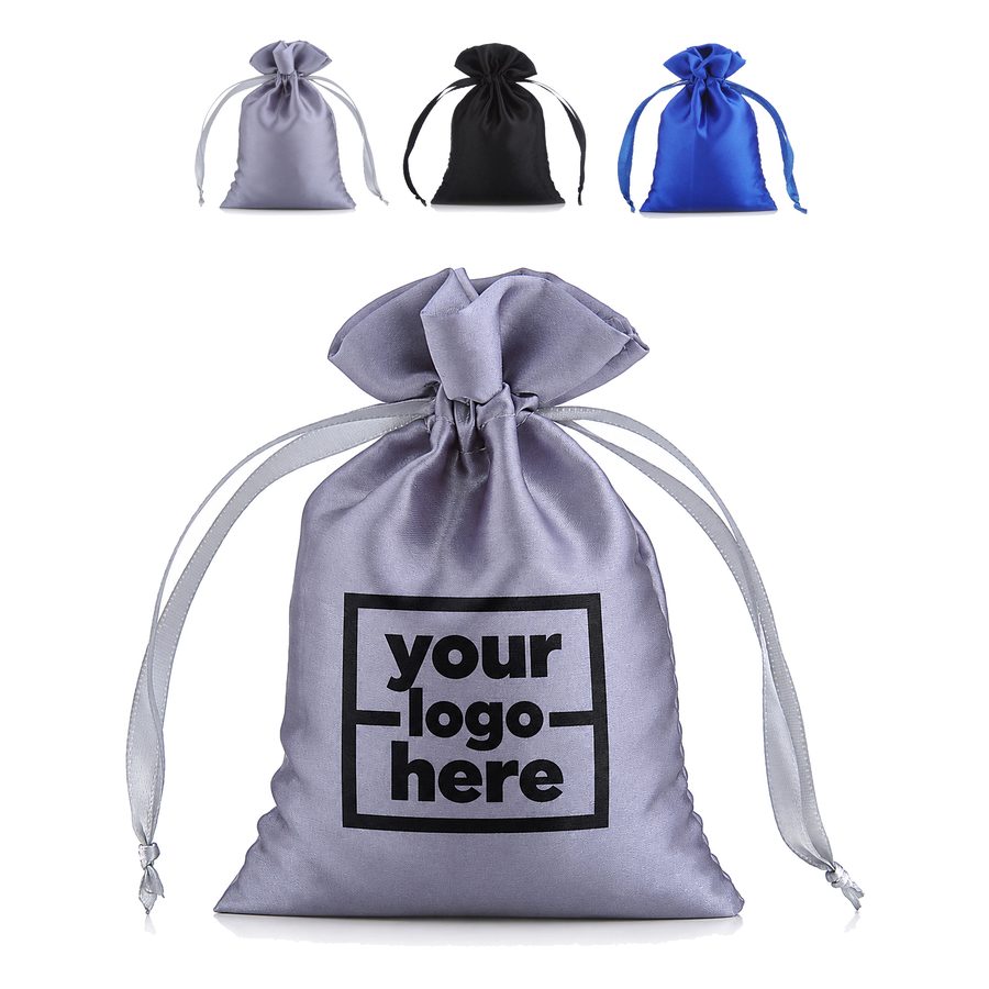 Flat Satin Favor Pouch With A Ruffled Top