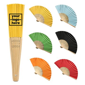 Folding Paper Fan With Pierced Bamboo Ribs