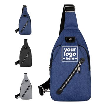Fabric Sling Bag With Diagonal Front Pocket