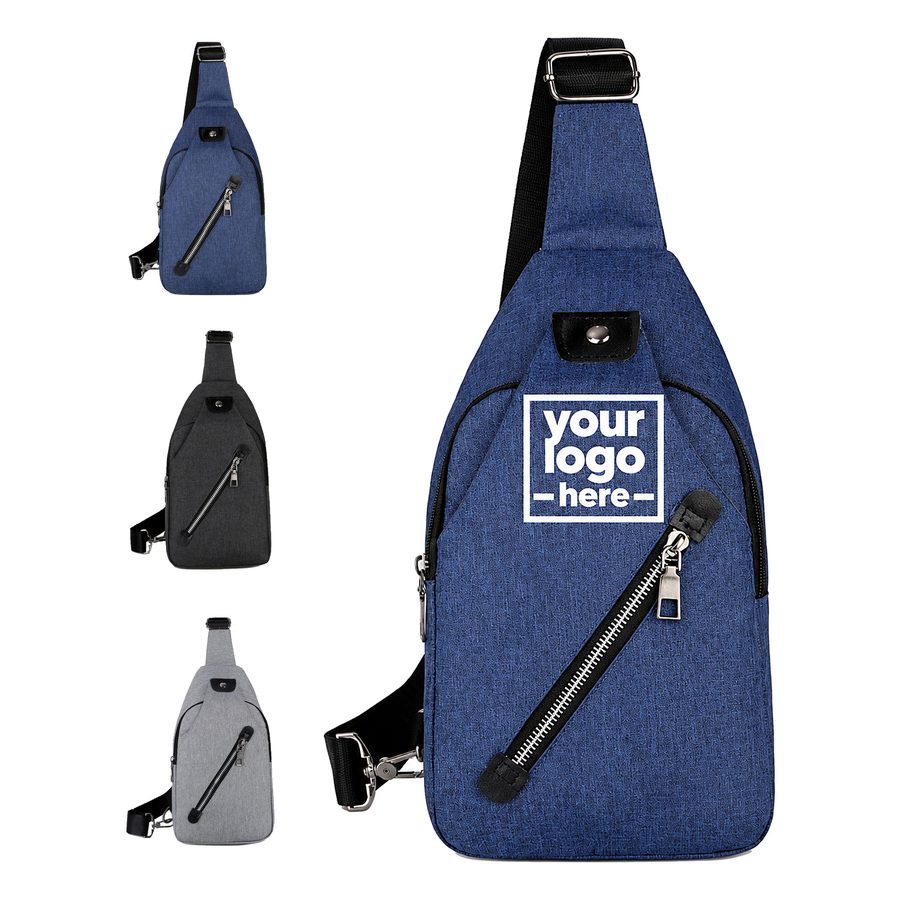 Fabric Sling Bag With Diagonal Front Pocket