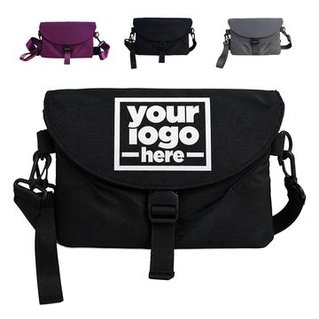 Nylon Crossbody Bag With Buckle-Fastened Flap