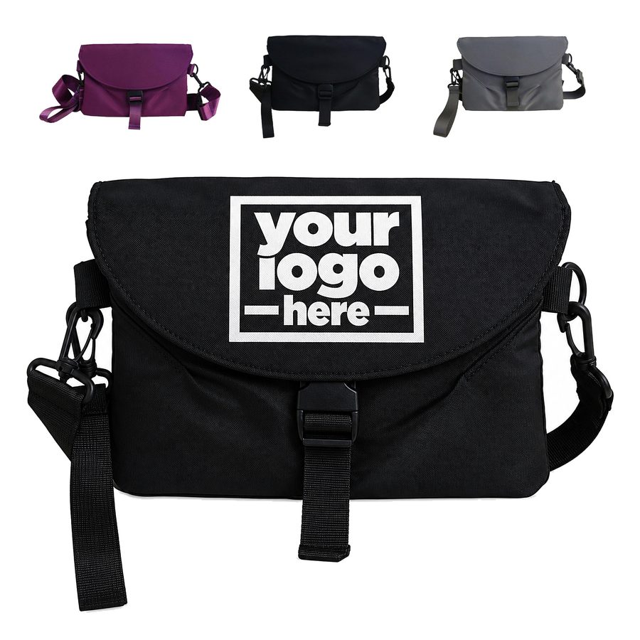 Nylon Crossbody Bag With Buckle-Fastened Flap
