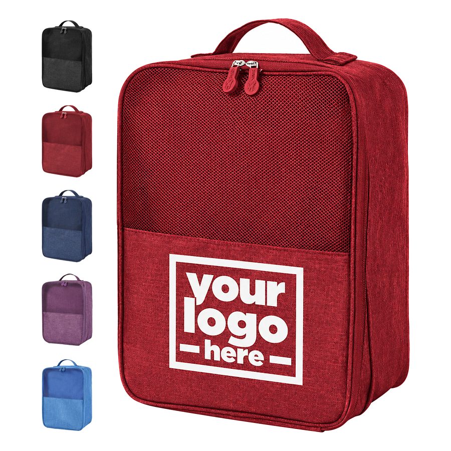 Mesh-Panel Shoe Bag With Top Handle