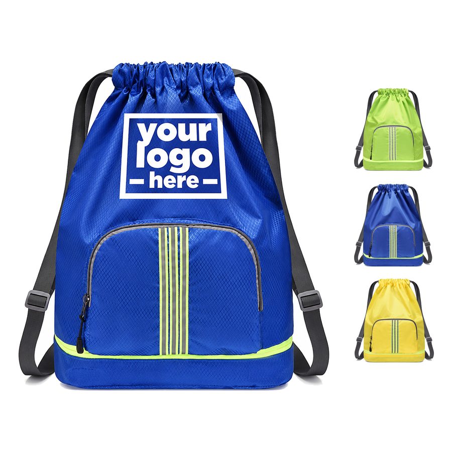 Drawstring Backpack With A Zippered Lower Compartment
