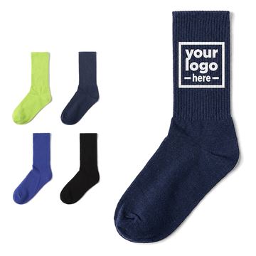 Cotton Crew Sock With Elastic Cuff