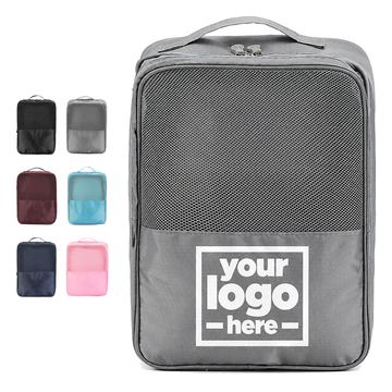 Gusseted Mesh-Panel Shoe Bag With Top Handle