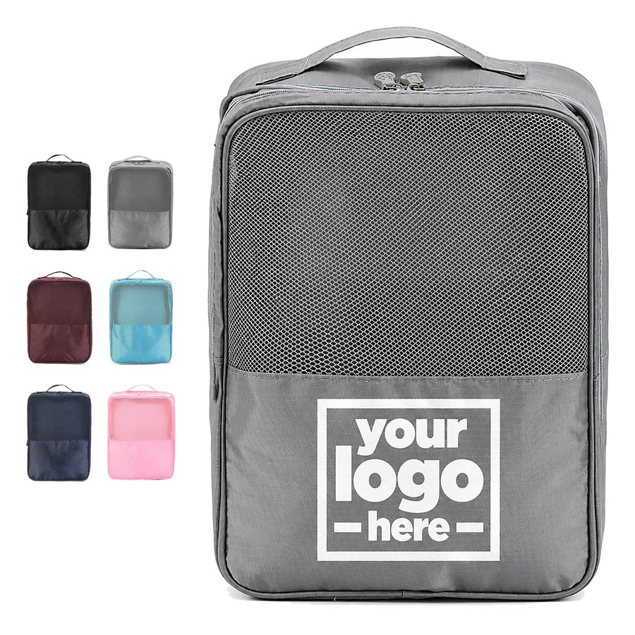 Gusseted Mesh-Panel Shoe Bag With Top Handle
