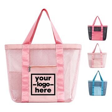 Nylon Mesh Tote With Front Zipper Pocket