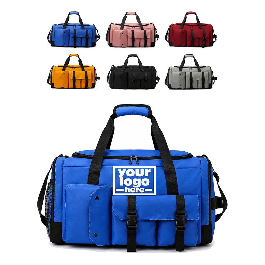 Gym Duffel With Dual-Buckle Front Pocket