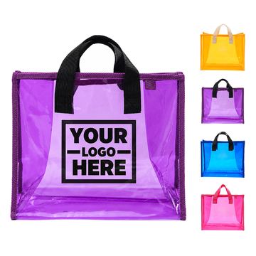 Clear Gusseted Tote Bag With Bound Edges