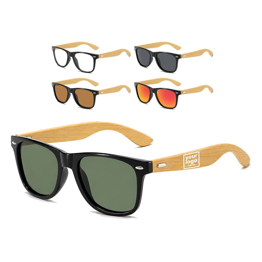 Plastic Sunglasses With Bamboo Temples