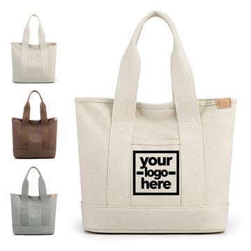 Canvas Tote With Wide Webbing Handles