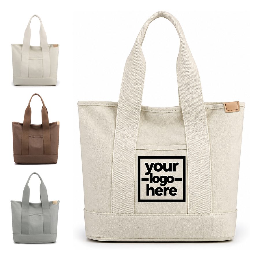 Canvas Tote With Wide Webbing Handles