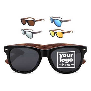 Polarized Sunglasses With Walnut Temples