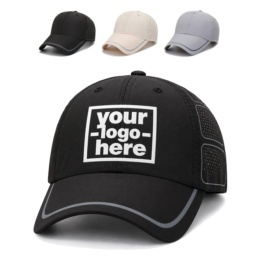 Baseball Cap With Outlined Perforated Side Panels