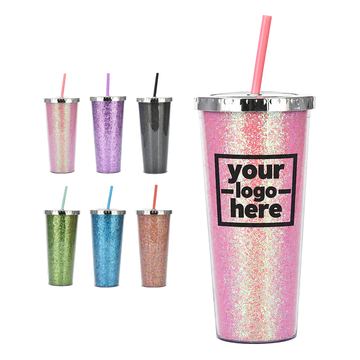 Glitter-Filled Straw Tumbler