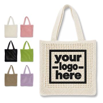 Polyester Crochet Tote With Shoulder Handles