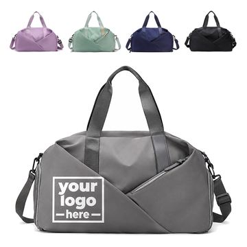Nylon Gym Duffel Bag With Diagonal Front Pockets