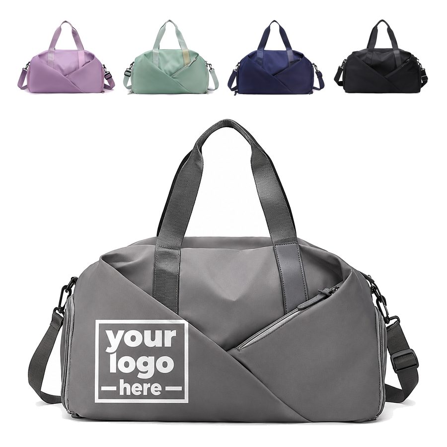 Nylon Gym Duffel Bag With Diagonal Front Pockets