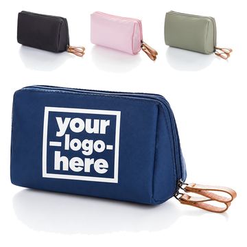 Two-Compartment Nylon Cosmetic Pouch