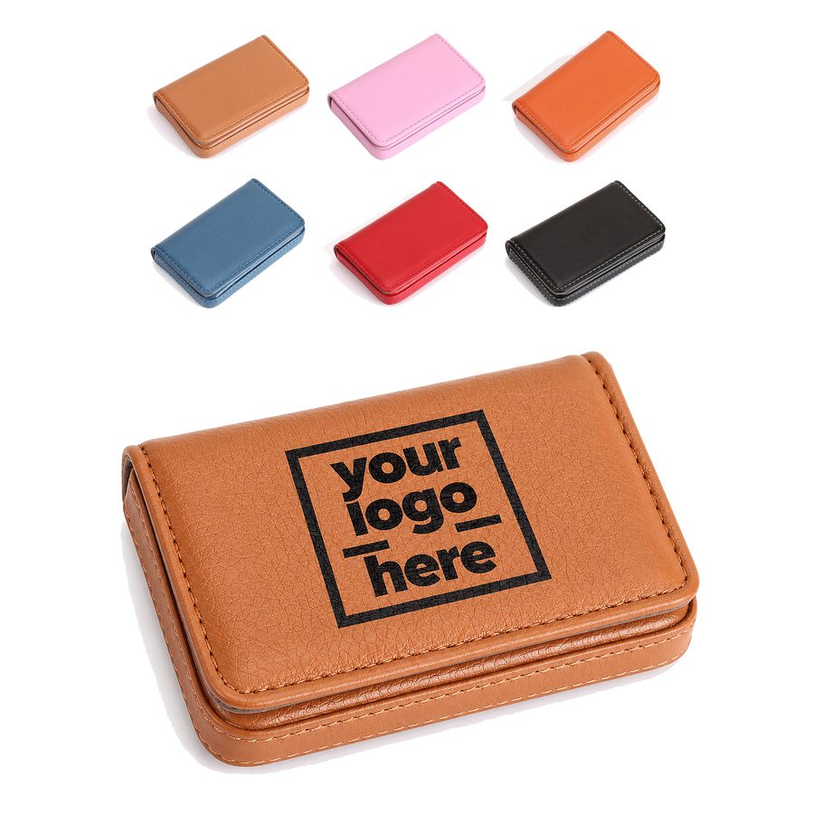 Fold-Over Polyurethane Leather Card Holder