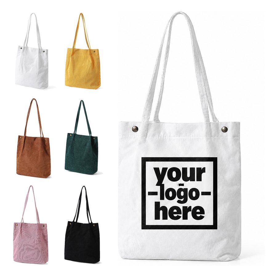 Corduroy Tote With Riveted Shoulder Handles