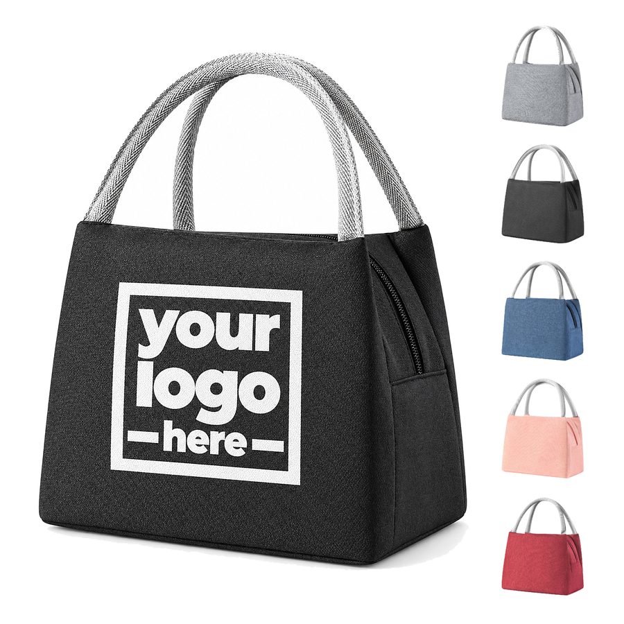 Textured Lunch Tote With A Wide Curved Opening