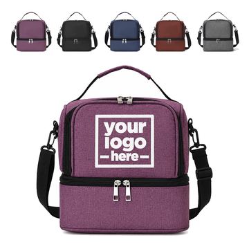 Two-Compartment Lunch Cooler With A Removable Shoulder Strap