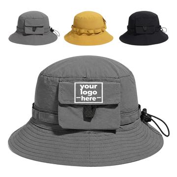 Fabric Boonie Hat With Crown Loops And A Side Pocket
