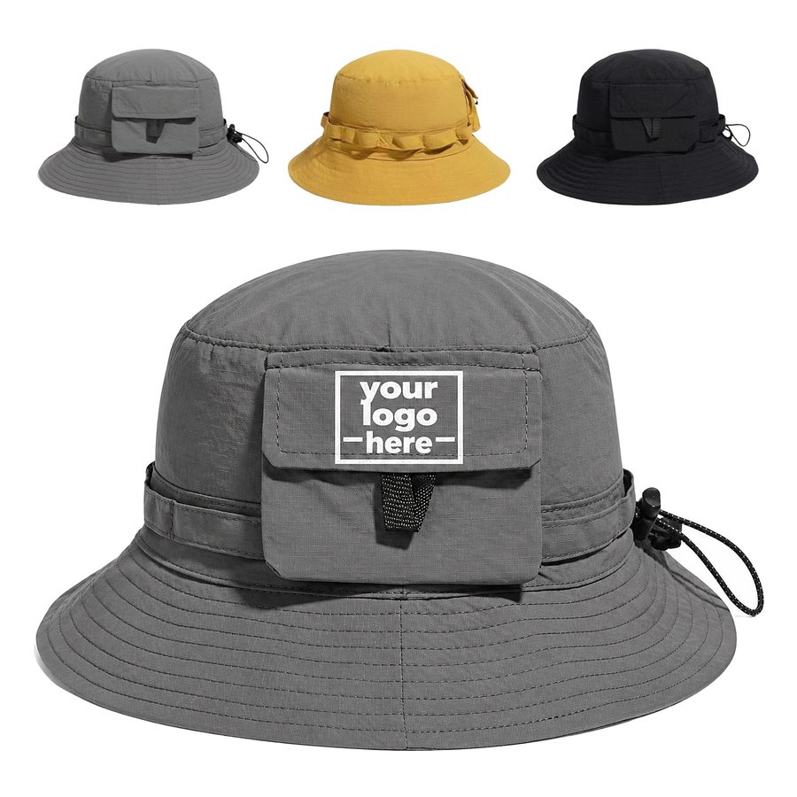Fabric Boonie Hat With Crown Loops And A Side Pocket