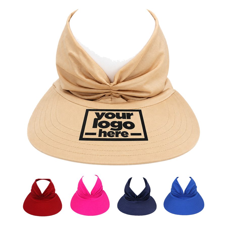 Nylon Sun Visor With A Ruched Crossover Headband