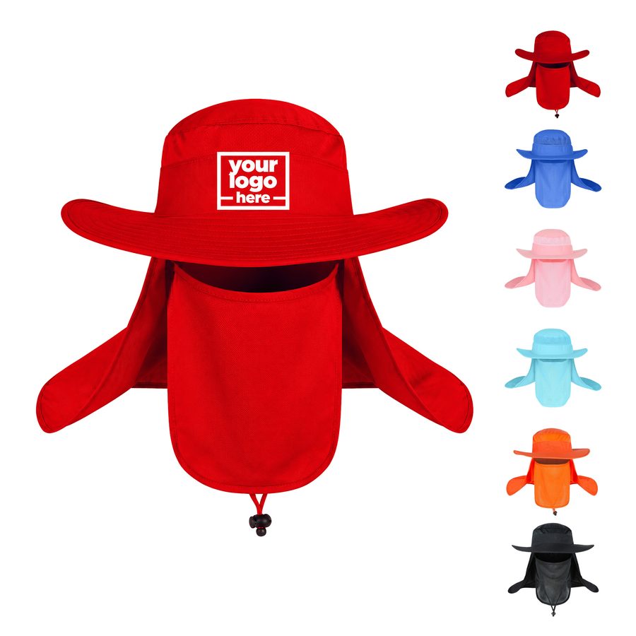 Polyester Sun Hat With Detachable Face And Neck Flaps