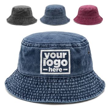 Denim Bucket Hat With Side Ventilation Eyelets