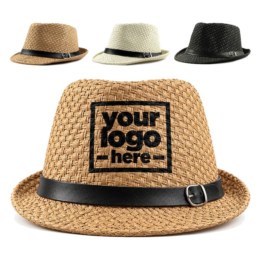 Straw Fedora With A Decorative Buckled Hatband