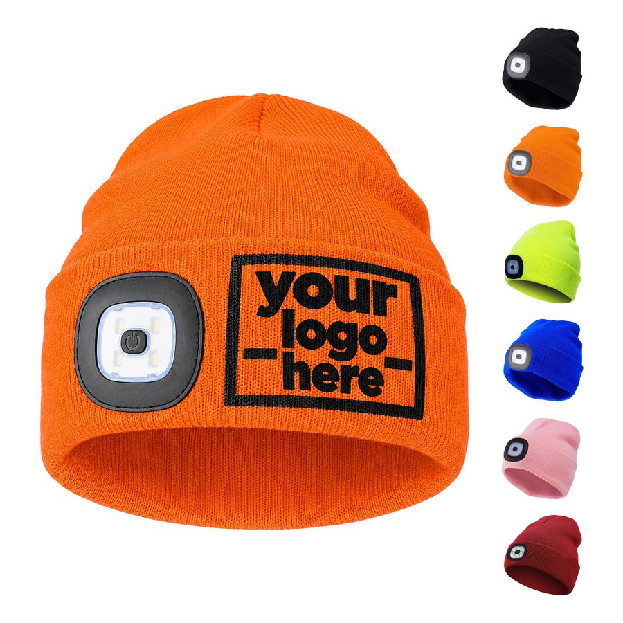 Push-Button Lighted Knit Beanie