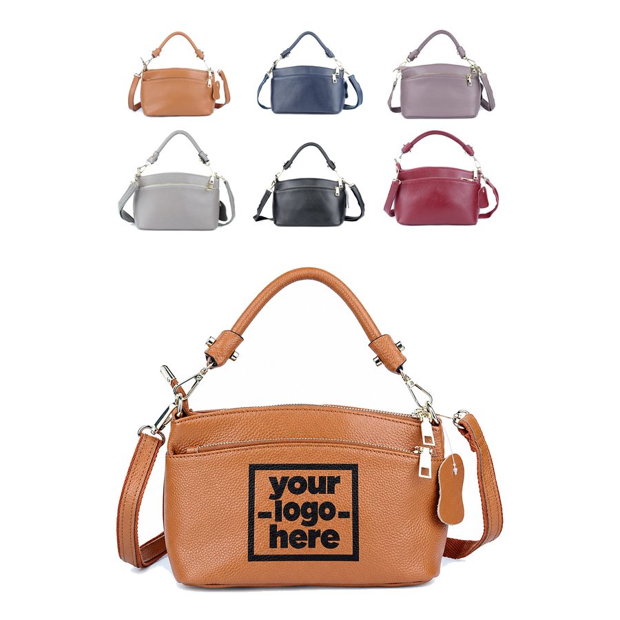 Compact Leather Shoulder Bag With Front Pocket