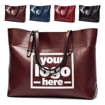 Leather Tote With A Gusseted Base